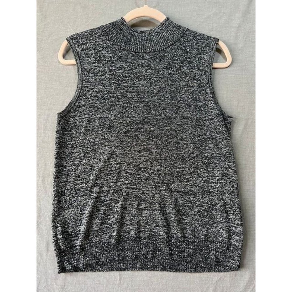 Adrienne Vittadini Shirt Women PM Black Sleeveless Pullover Top Ladies.